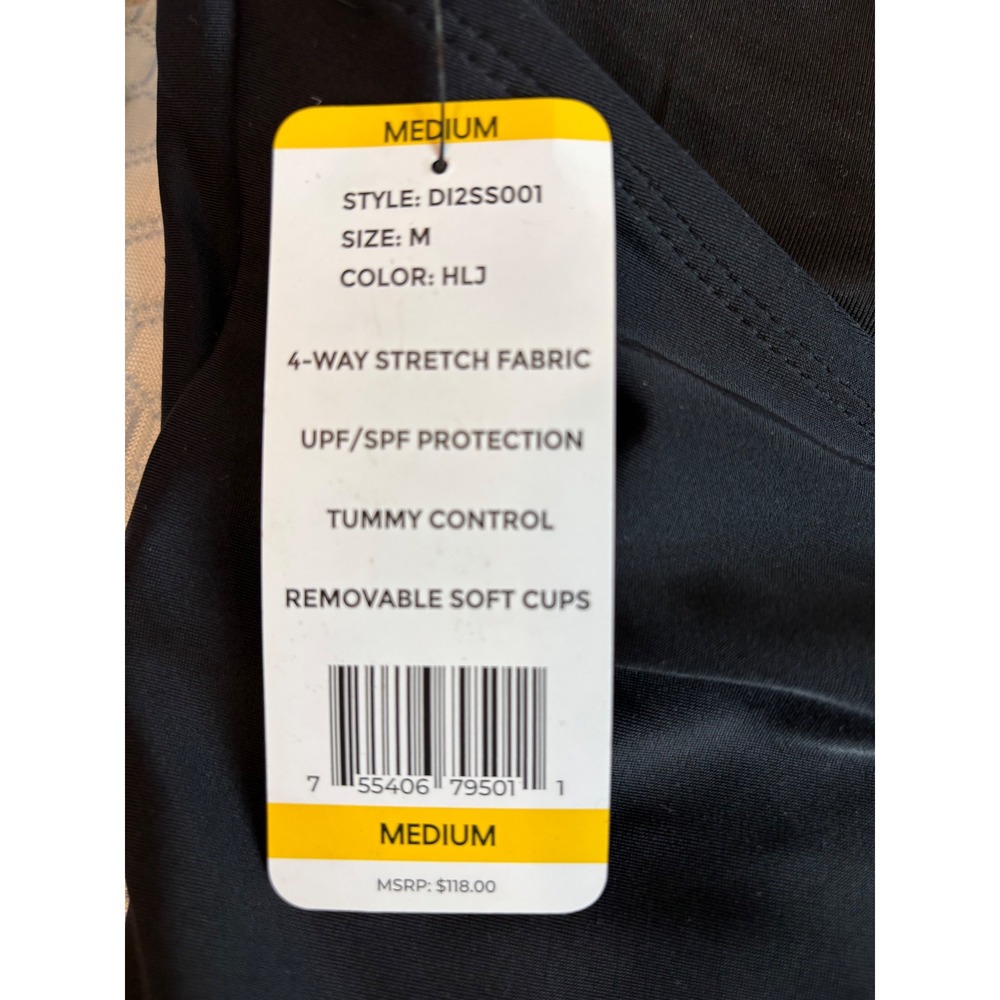 DKNY Halter One Piece Swimsuit Tummy Control Removable Cups Medium - Picture 2 of 5